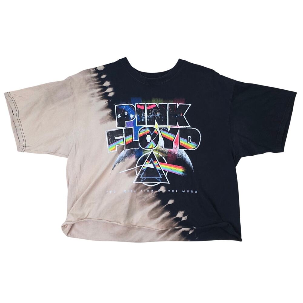 Pink Floyd T Shirt Womens XL Black Bleach Split Dark Side Moon Band Graphic Tee